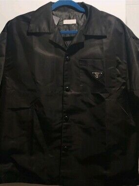Prada Authentic Black Re-Nylon Mens M PRADA Short Sleeve Shirt New